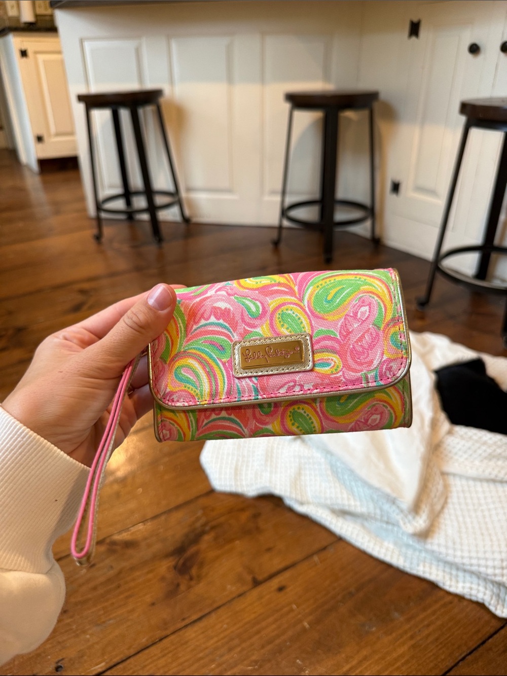 Lilly Pulitzer Pink Green Yellow Swirl Wristlet
